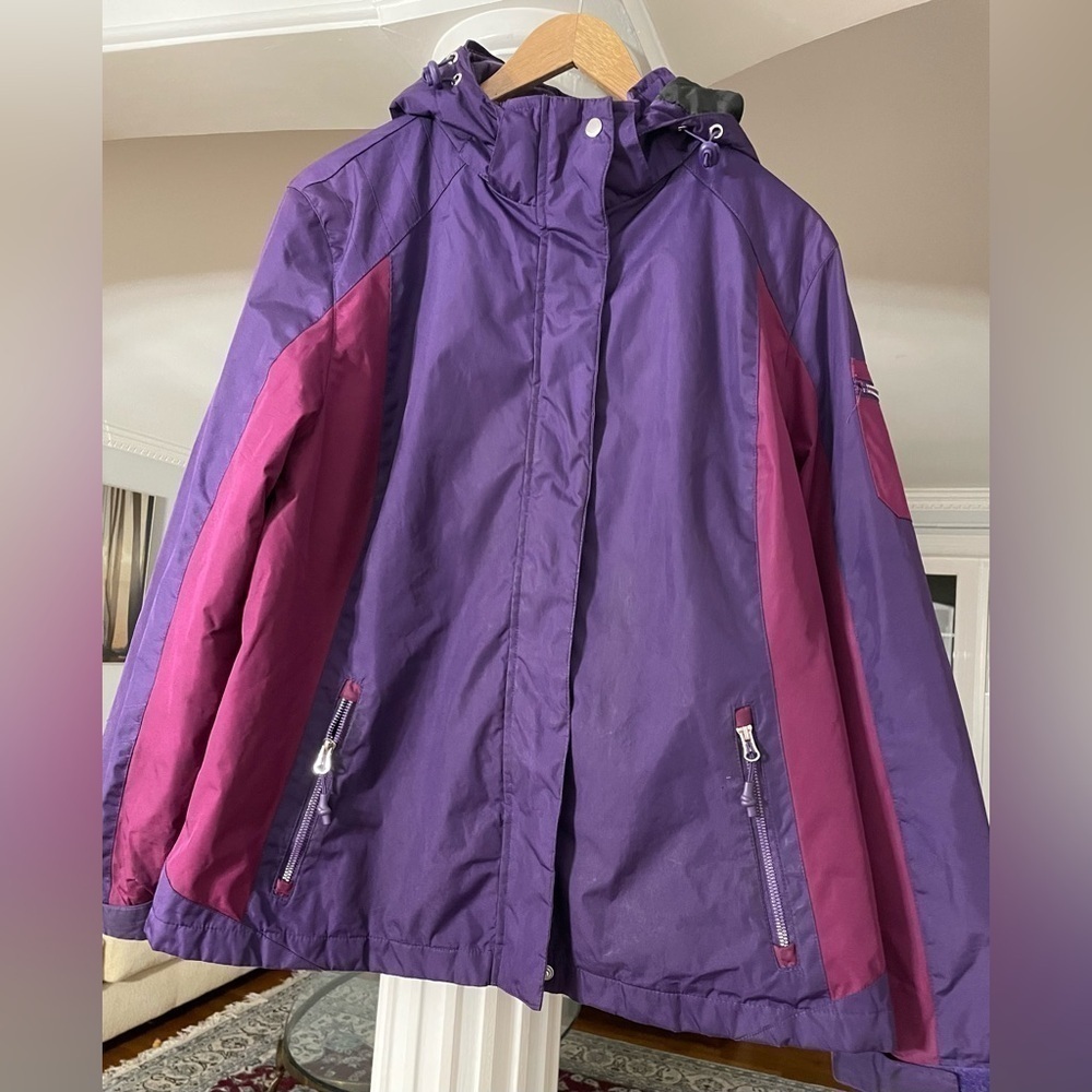 Everlasting women’s two tone , purple/moron , hoodie winter Jacket size X large